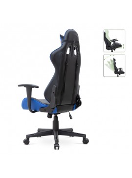 Καρέκλα γραφείου Gaming Alonso Megapap από τεχνόδερμα χρώμα μπλε - μαύρο 67x70x125/135 εκ. 0223122