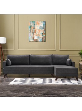 Γωνιακός καναπές Bella Megapap δεξιά γωνία υφασμάτινος χρώμα ανθρακί 275x165x85εκ. 0226282