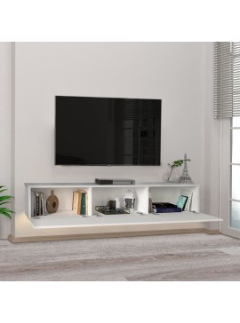 Έπιπλο τηλεόρασης επιτοίχιο Damla Megapap από μελαμίνη με LED χρώμα λευκό 180x29,5x29,5εκ. 0228121