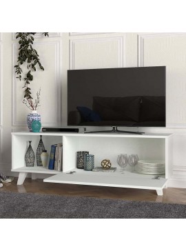 Έπιπλο τηλεόρασης Smart Megapap από μελαμίνη χρώμα λευκό 140x35x47εκ. 0228141