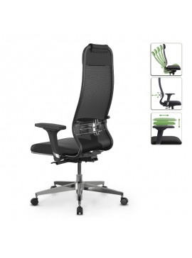 Καρέκλα γραφείου Synchrosit-10 Megapap εργονομική με διπλό ύφασμα Mesh και τεχνόδερμα χρώμα μαύρο 65x70x121/134εκ. 0234147