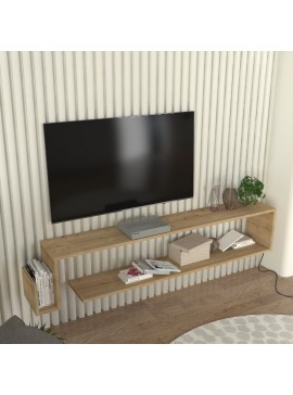 Έπιπλο τηλεόρασης επιτοίχιο Regnar Megapap χρώμα sapphire oak 168,6x25x31,8εκ. 0253771