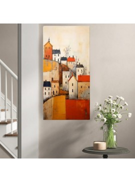 Πίνακας σε καμβά "Houses on the Hill" Megapap ψηφιακής εκτύπωσης 50x100x3εκ. 0257811