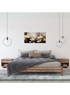 Πίνακας σε καμβά "Gold Flowers" Megapap ψηφιακής εκτύπωσης 80x40x3εκ. 0257815
