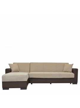 Καναπές Κρεβάτι Γωνιακός ArteLibre JOSE Μπεζ/Καφέ PU 270x150x86cm