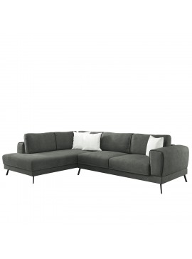 Καναπές Κρεβάτι Γωνιακός Αριστερή Γωνία SILVERTON Γκρι Με Λευκά Μαξιλάρια 304x212x86cm Arte-14560038