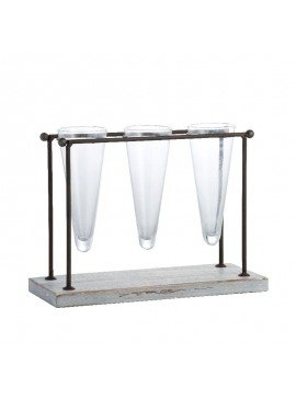 Artekko Ruerrash Γυάλινο Τριπλό Διακοσμητικό Ανθοδοχείο (36x15x27)cm Artekko AV44662