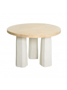 Artekko Alcott Τραπέζι από Μαγνήσιο και Ξύλο Ελάτης σε Λευκό και Εκρού (Φ120x82)cm Artekko B4399