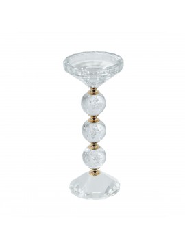 Artekko Glassy Διάφανο Γυάλινο Κηροπήγιο με Χρυσές Λεπτομέρειες (9x9x22.5)cm Artekko B8597