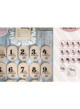 Σετ των 3 Intra απο ξύλο plywood 3mm-4mm πάχος Baby Milestone Δίασταση 4x4 cm INTRAFABR-75319785