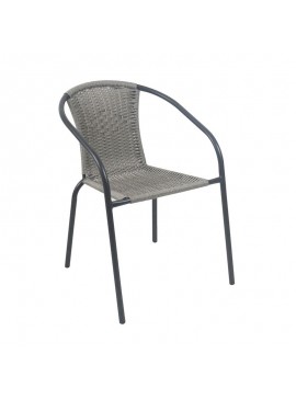 WOODWELL BALENO-W Πολυθρόνα Στοιβαζόμενη, Μέταλλο Βαφή Μαύρο, Wicker Mixed Grey Ε2401,20