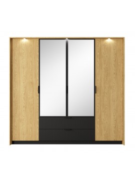 Ντουλάπα Baltic Φυσικό + Ανθρακί με καθρέπτες 223x210x59cm