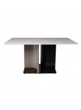 WOODWELL BARON Τραπέζι Τραπεζαρίας, Ξύλο Ανθρακί, Επιφάνεια Microcrystalline Άσπρο Μάρμαρο 160x90x76cm Ε794,1