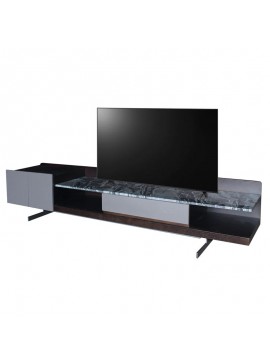 WOODWELL BARRY Έπιπλο TV, Επιφάνειες: Ξύλο Καρυδί+Μάρμαρο Γκρι, Βάση Μέταλλο 220x45x47cm ΕΜ780,1