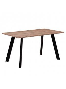 WOODWELL ΕΜ817BAXTER Τραπέζι Κουζίνας Τραπεζαρίας, Μέταλλο Βαφή Μαύρο, Sonoma 140x80x75cm ΕΜ817