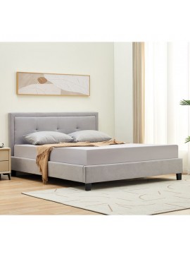 WOODWELL Ε8115,1BECO Κρεβάτι Διπλό για Στρώμα 150x200cm, Ύφασμα Ανοιχτό Γκρι 160x216x100cm Ε8115,1