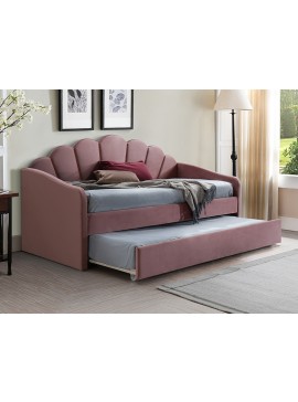 Επενδυμένο καναπές μονό κρεβάτι Bella 90x200 με Βελούδο σε χρώμα Ροζ DIOMMI BELLAV90AR