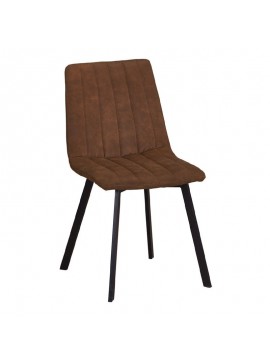 WOODWELL BETTY Καρέκλα Μέταλλο Βαφή Μαύρο, Ύφασμα Suede Καφέ 45x60x87cm ΕΜ791,2