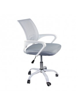 WOODWELL BF2101-SC *Διαλογής* Πολυθρόνα Γραφείου χωρίς Ανάκλιση Άσπρο - Mesh Γκρι  56x55x84/94cm ΕΟ254,1SCU
