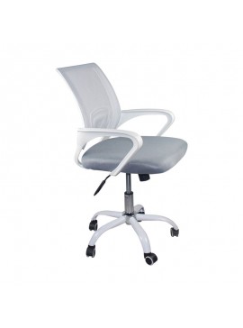WOODWELL BF2101-SW *Διαλογής* Πολυθρόνα Γραφείου με Ανάκλιση Άσπρο - Mesh Γκρι  57x53x90/100cm ΕΟ254,1SWU