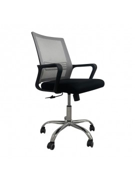 WOODWELL ΕΟ256,1BF2110 Πολυθρόνα Γραφείου Μέταλλο Χρώμιο, Mesh Γκρι - Μαύρο 58x60x94/104cm ΕΟ256,1