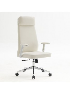 WOODWELL BF8800 Πολυθρόνα Γραφείου Διευθυντή, Pu Άσπρο, Βάση & 68x68x120/128cm ΕΟ612,2