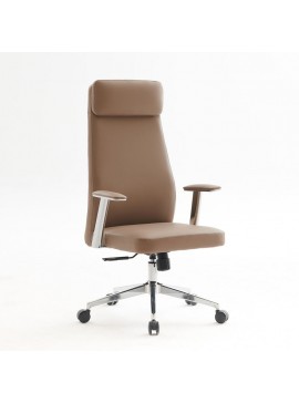 WOODWELL BF8800 Πολυθρόνα Γραφείου Διευθυντή, Pu Cappuccino, Βάση 68x68x120/128cm ΕΟ612,3