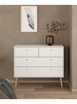 Insi Bodo συρταριέρα με 4 συρτάρια 98,7x39,1x81,7εκ. Λευκό  0201.TV25 