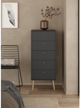 Insi Bodo συρταριέρα ψηλή με 5 συρτάρια 50x39x120εκ Γκρι  0201.TV29 