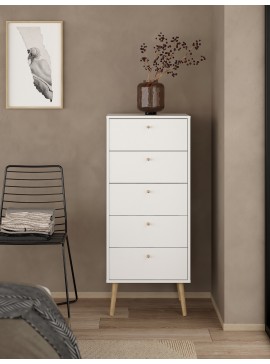 Insi Bodo συρταριέρα ψηλή με 5 συρτάρια 50x39x120εκ. Λευκό  0201.TV28 