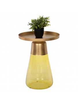 Intrahome ΒΟΗΘΗΤΙΚΟ ΤΡΑΠΕΖΑΚΙ VCASABLANCALERY ΠΡΑΣΙΝΟ ΓΥΑΛΙ-ΧΡΥΣΟ ΜΕΤΑΛΛΟ Φ39,5x52Υεκ intraho-1646475