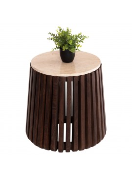 Intrahome ΒΟΗΘΗΤΙΚΟ ΤΡΑΠΕΖΙ KRESCASABLANCALTCASABLANCAI ΜΑΣΙΦ ΞΥΛΟ ΑΚΑΚΙΑΣ ΣΕ ΚΑΦΕ-ΤΡΑΒΕΡΤΙΝCASABLANCA Φ50x50Υεκ. intraho-1646430