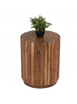 Intrahome ΒΟΗΘΗΤΙΚΟ ΤΡΑΠΕΖΙ ΣΤΡΟΓΓΥΛΟ SEDGE ΜΑΣΙΦ ΑΚΑΚΙΑ-ΦΥΣΙΚΟ ΧΡΩΜΑ Φ40x50Υεκ. intraho-1646420
