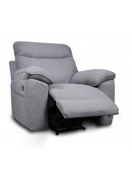 Insi Boston πολυθρόνα Relax με ηλεκτρική ανάκλιση 101x100x102εκ. Γκρι Ανοιχτό ύφασμα  0051.MS03LG 