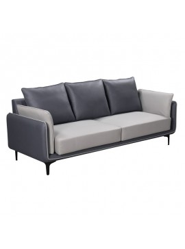 WOODWELL Ε9422,3BRIGHTON  Καναπές 3Θέσιος Σαλονιού - Καθιστικού, Pu Γκρι 204x84x89cm Ε9422,3