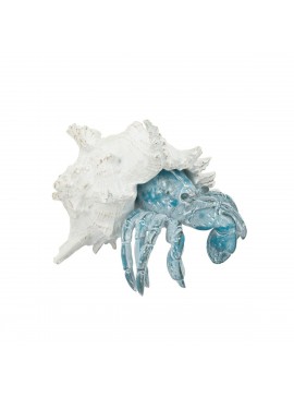 Artekko Animal Μπλε Επιτραπέζιο Διακοσμητικό Καβούρι σε Λευκό Κοχύλι από Ρητίνη (18.5x18x14.5)cm Artekko C5469-WTBL