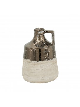 Artekko Candia Βάζο Δοχείο από Τερακότα σε Μπρονζέ με Μπεζ (15.5x15.5x21)cm Artekko C6067