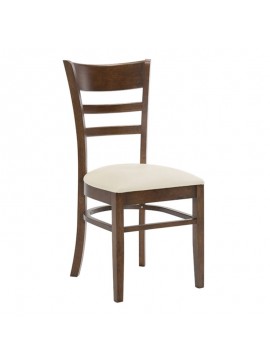 WOODWELL CABIN Καρέκλα Καρυδί - PVC Εκρού 43x50x92cm Ε7055