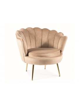 FOTEL CAMELLIA 1 VELVET BEŻOWY BLUVEL 28/ZŁOTY DIOMMI-80-3245
