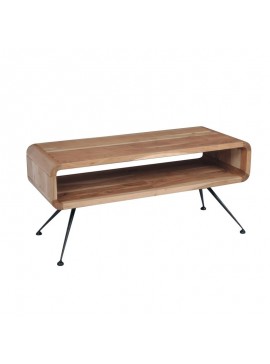 WOODWELL ΕΑ7009CAMEO Τραπεζάκι Σαλονιού Καθιστικού, Μέταλλο Βαφή Μαύρο, Ξύλο Ακακία Φυσικό 100x40x45cm ΕΑ7009