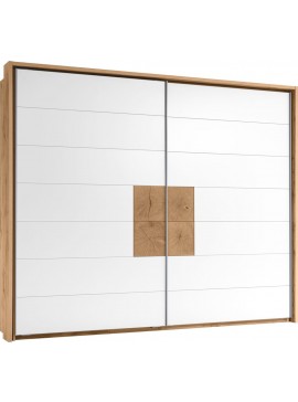 Lh-homefurniture Ντουλάπα συρόμενη Campus Λευκό + φυσικό 280x230x62cm A_24116_cmp_W