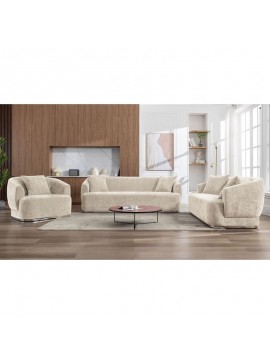 WOODWELL Ε9425,S1CARACAS Set Σαλόνι - Καθιστικό Πολυθρόνα-2Θέσιος-3Θέσιος, Ύφασμα Μπεζ 110x98/193x98/232x98 x H80cm Ε9425,S1
