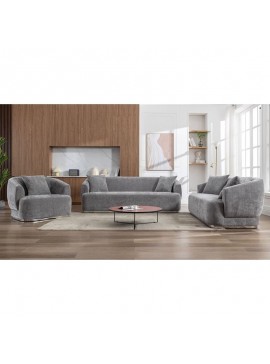 WOODWELL Ε9425,S2CARACAS Set Σαλόνι - Καθιστικό Πολυθρόνα-2Θέσιος-3Θέσιος, Ύφασμα Γκρι 110x98/193x98/232x98 x H80cm Ε9425,S2