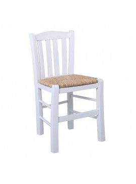 WOODWELL CASA Καρέκλα Οξιά Βαφή Εμποτισμού Λάκα Άσπρο, Κάθισμα Ψάθα 42x45x88cm Ρ966,Ε8
