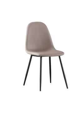 WOODWELL CELINA Καρέκλα Μέταλλο Βαφή Μαύρο, Pvc Cappuccino 45x54x85cm ΕΜ907,3ΜP