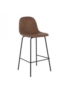 WOODWELL ΕΜ902,9CELINA Σκαμπό BAR με Πλάτη, Κάθισμα Η.67cm, Μέταλλο Βαφή Μαύρο, Ύφασμα Suede Καφέ 47x48x67/95cm ΕΜ902,9