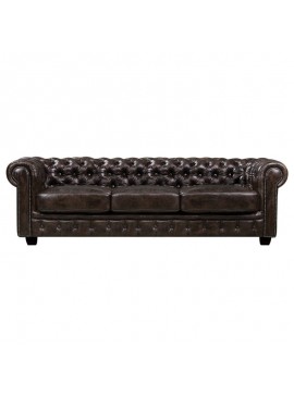 WOODWELL Ε9574,4CHESTERFIELD Birmingham Καναπές 4Θέσιος Σαλονιού Καθιστικού, Δέρμα Καφέ 241x92x74cm Ε9574,4