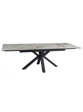 STÓŁ COLUMBUS CERAMIC BIAŁY AMBER BIANCO/CZARNY 160(240)X90 DIOMMI-80-3888