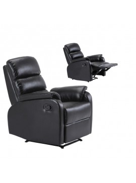 WOODWELL Ε9732,2COMFORT Πολυθρόνα Relax Σαλονιού - Καθιστικού, PU Μαύρο 79x97x101cm Ε9732,2