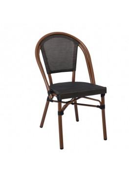 WOODWELL Ε288COSTA Καρέκλα Dining Αλουμινίου, Απόχρωση Καρυδί Textilene Μαύρο 50x55x85cm Ε288
